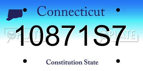 10871S7 Connecticut License Plate