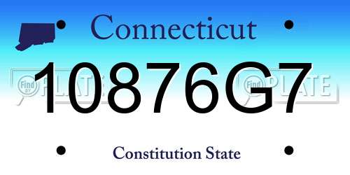 10876G7 Connecticut License Plate