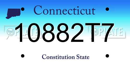 10882T7 Connecticut License Plate