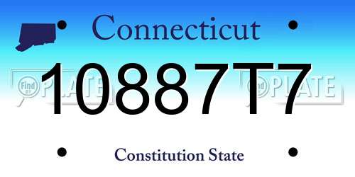 10887T7 Connecticut License Plate