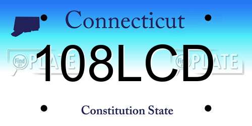 108LCD Connecticut License Plate