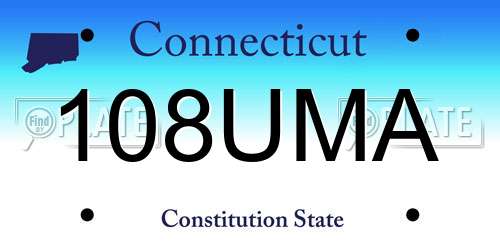 108UMA Connecticut License Plate