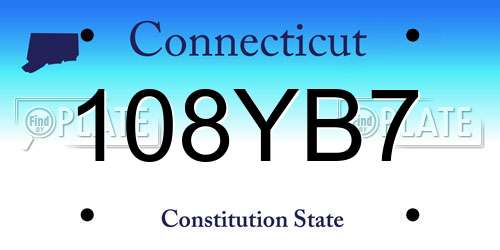 108YB7 Connecticut License Plate