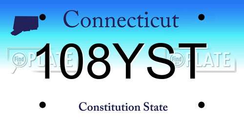 108YST Connecticut License Plate
