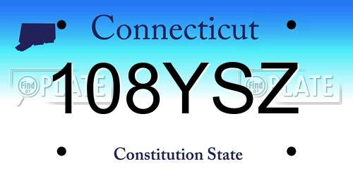 108YSZ Connecticut License Plate