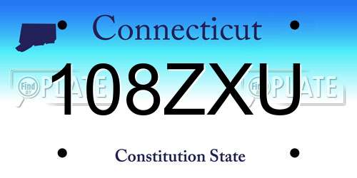 108ZXU Connecticut License Plate