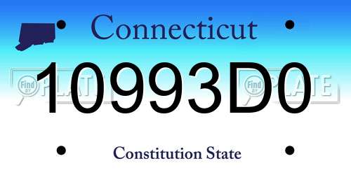 10993D0 Connecticut License Plate