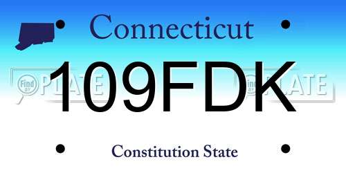 109FDK Connecticut License Plate