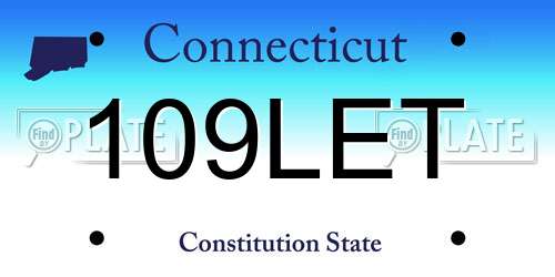 109LET Connecticut License Plate