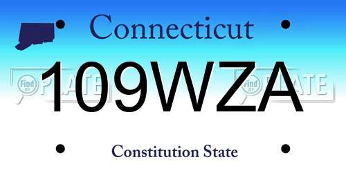 109WZA Connecticut License Plate