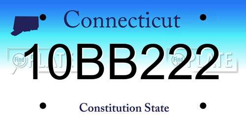 10BB222 Connecticut License Plate