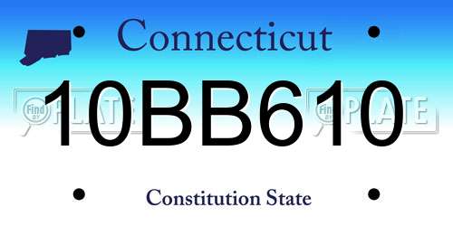 10BB610 Connecticut License Plate