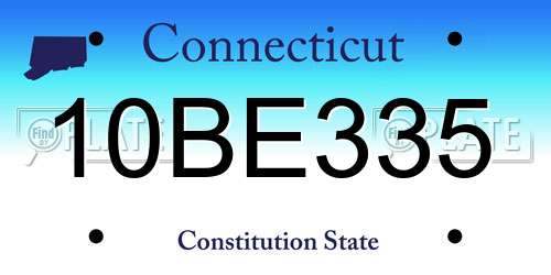 10BE335 Connecticut License Plate
