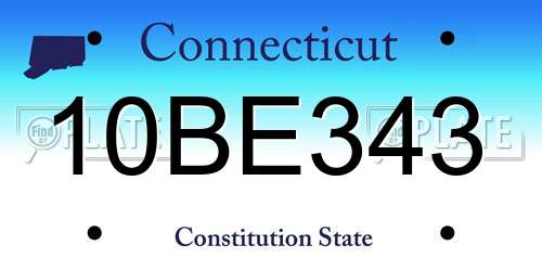 10BE343 Connecticut License Plate