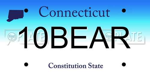 10BEAR Connecticut License Plate