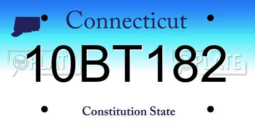 10BT182 Connecticut License Plate