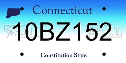 10BZ152 Connecticut License Plate