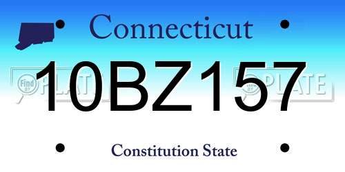 10BZ157 Connecticut License Plate