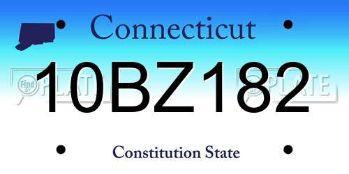 10BZ182 Connecticut License Plate