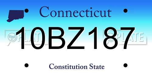 10BZ187 Connecticut License Plate