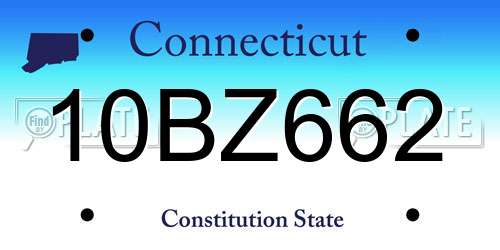 10BZ662 Connecticut License Plate