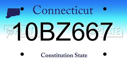 10BZ667 Connecticut License Plate