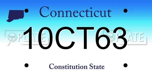10CT63 Connecticut License Plate