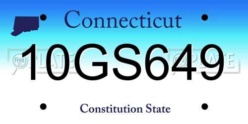 10GS649 Connecticut License Plate
