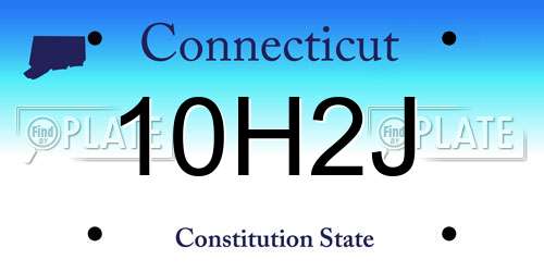 10H2J Connecticut License Plate