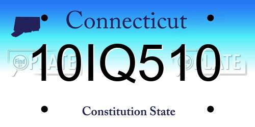 10IQ510 Connecticut License Plate
