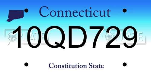 10QD729 Connecticut License Plate