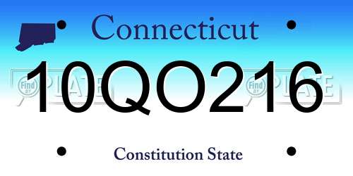 10QO216 Connecticut License Plate
