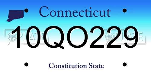 10QO229 Connecticut License Plate