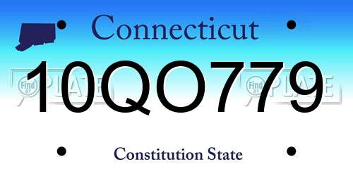 10QO779 Connecticut License Plate