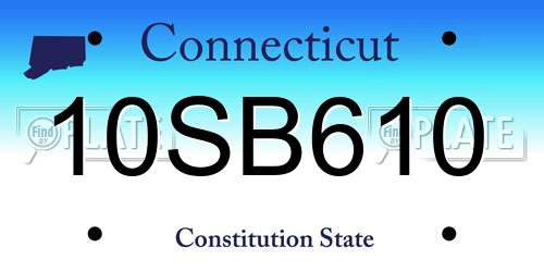 10SB610 Connecticut License Plate