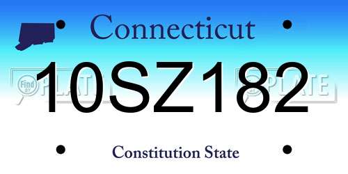 10SZ182 Connecticut License Plate