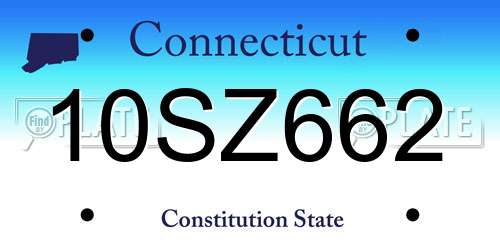 10SZ662 Connecticut License Plate