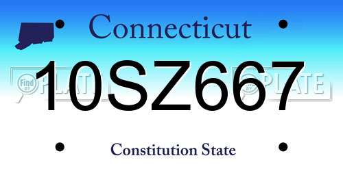 10SZ667 Connecticut License Plate