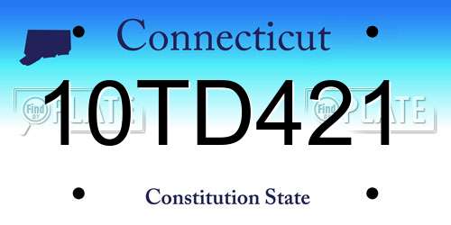 10TD421 Connecticut License Plate