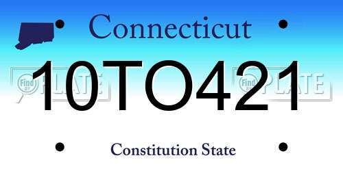 10TO421 Connecticut License Plate