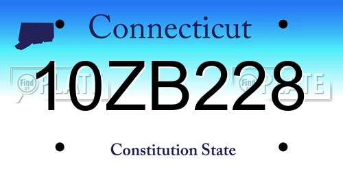10ZB228 Connecticut License Plate