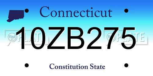 10ZB275 Connecticut License Plate