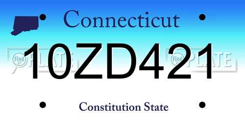 10ZD421 Connecticut License Plate