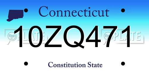 10ZQ471 Connecticut License Plate