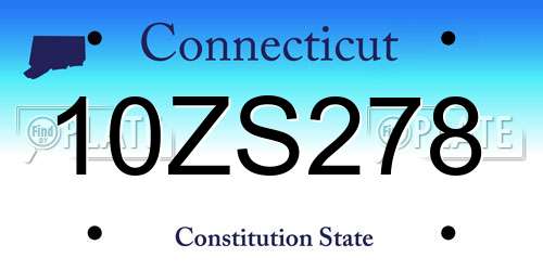 10ZS278 Connecticut License Plate
