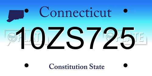 10ZS725 Connecticut License Plate