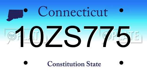 10ZS775 Connecticut License Plate
