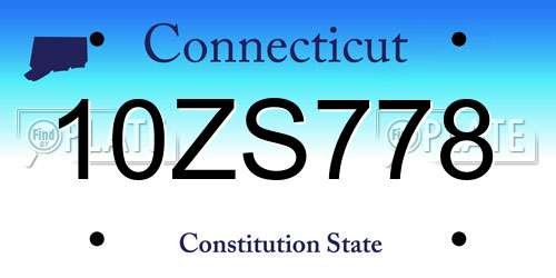 10ZS778 Connecticut License Plate