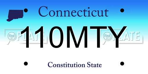 110MTY Connecticut License Plate