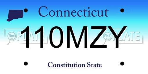 110MZY Connecticut License Plate
